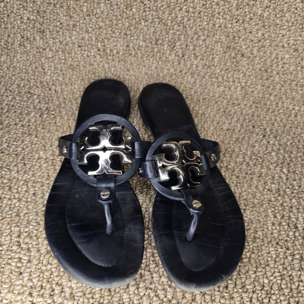 Tory Burch Black Sandals with Signature Logo